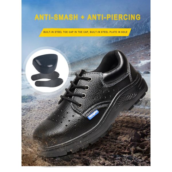 European Standard Genuine Leather Waterproof Men Industrial Steel Toe Work Safety Shoes
