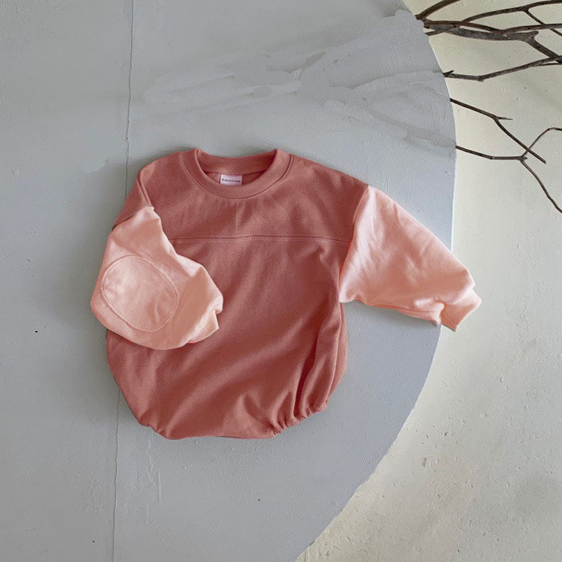 Romper рукава Colorblock младенца Rompers новорожденного 100% хлопок Терри длинного французские