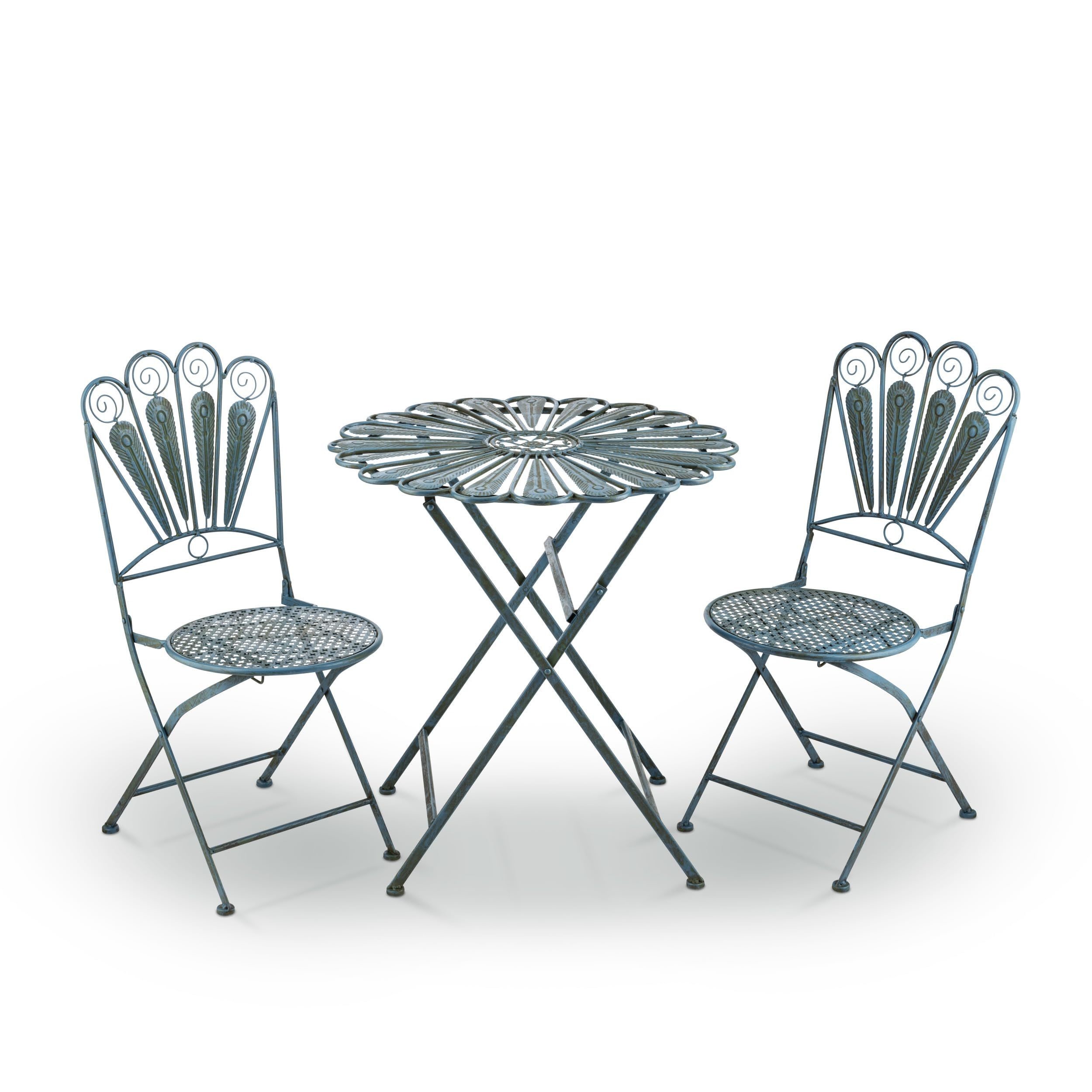 Foldable Table and Chair Patio Set Peacock-Inspired Bistro Set for Any Gathering