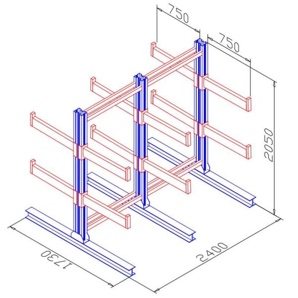 1500KG Cantilever Steel Rack  ODM Heavy Duty Cantilever Shelving
