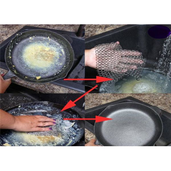 7x7 Inch Kitchen Pot Brush Cast Iron Chainmail Scrubber Cleaner