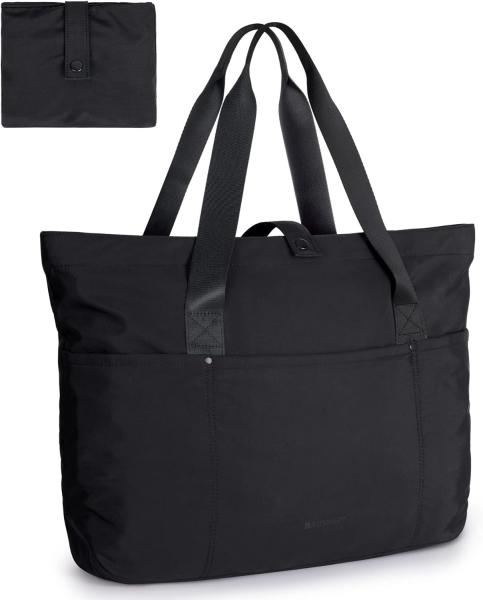 BAGSMART Tote Bag for Women, Foldable Tote Bag With Zipper Large Shoulder Bag Top Handle Handbag for Travel, Work