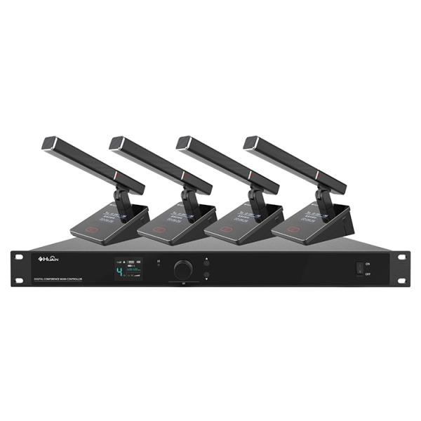 Wireless Microphone System Pro UHF 4 Channel Lecture Desktop Gooseneck Mic for Karaoke Church Conference
