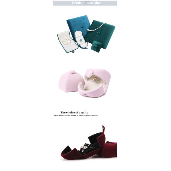 Soft Custom Logo Necklace Ring Gift Box Velvet Color Jewelry Box by Hanhong