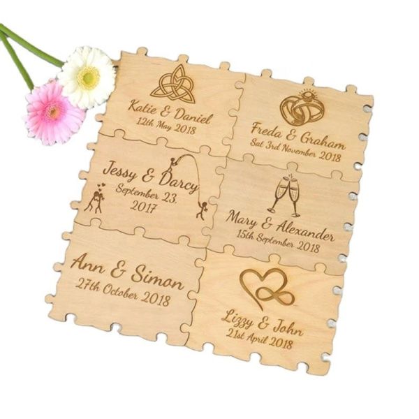 パーソナライズド 木製 結婚式 パズル パズル パズル パズル ゲストブック