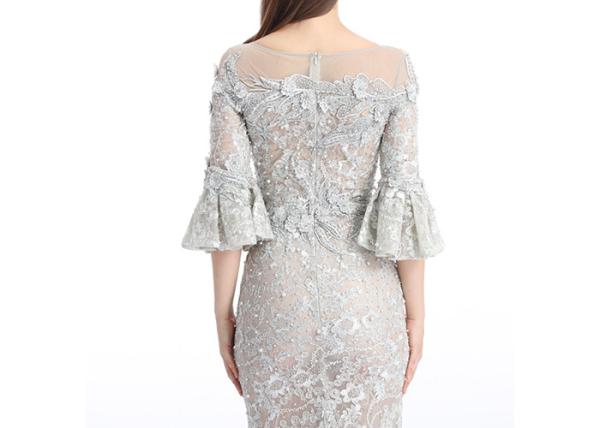 See Through Trumpet Half Sleeve Evening Dresses Floor Length Any Color Available