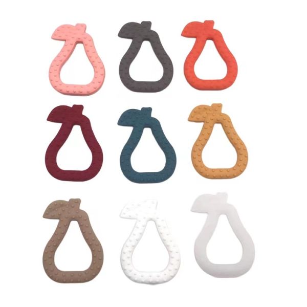 Customized Colors Silicone Pear Shape Chew Pacifier Teething Baby Newborn Teethers 85 X 61mm