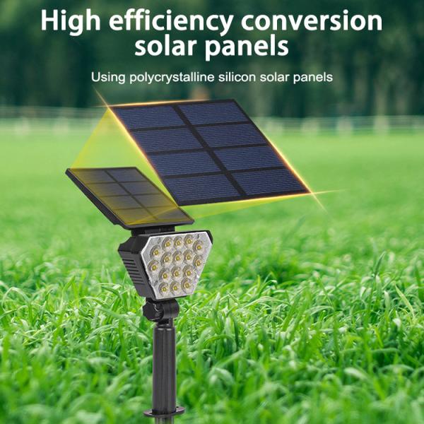 16LED Solar Lawn Light 12W Super Bright Beads Double Angle Adjustable With Removable Rod