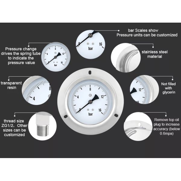 99mm Nominal Diameter Back Connected Pressure Gauge for Accurate Pressure Measurement
