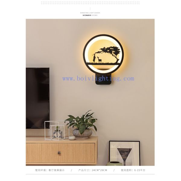Elk  Cartoon  Loveliness Children Room Round  Wall Llamp 240*290*95MM