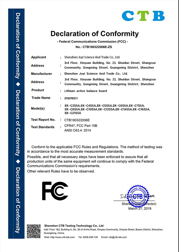 Shenzhen Juyi Science And Trade Co., Ltd. Сертификации
