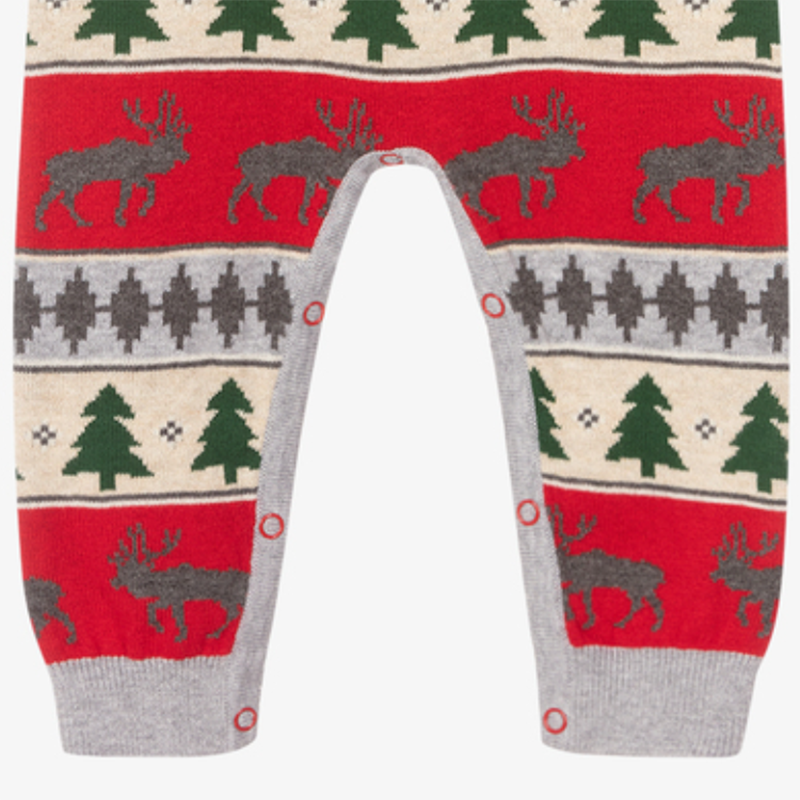 Wholesale Christmas 100% Cotton With Button Full Sleeve Baby Sweater Overall Rompers