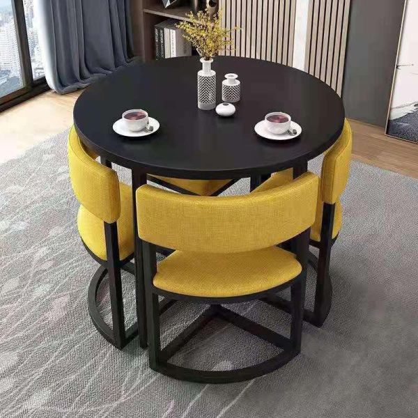 Nordic Style Round Dining Table Set Modern Solid Wood Dining Table and Chair Set for Home and Apartment