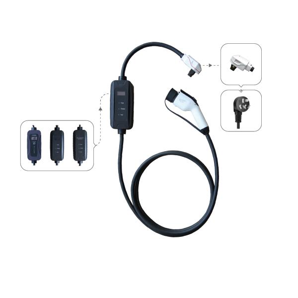 GBT mode2 charger 3.5kw single phase fixed current OLCD display portable ev charger for electric vehicle charging