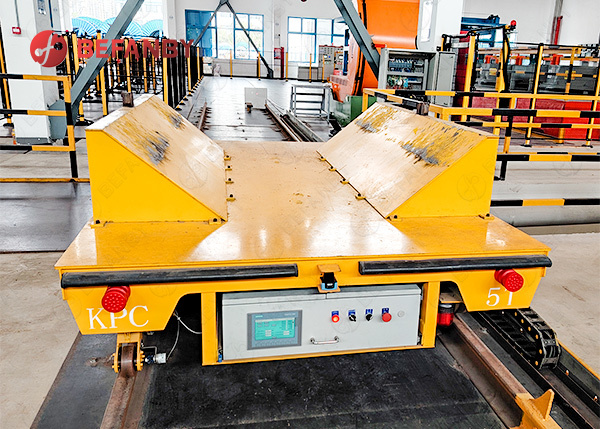 5T Load Capacity Rail Transfer Cart With V Frame Device And Battery Operated Power Supply
