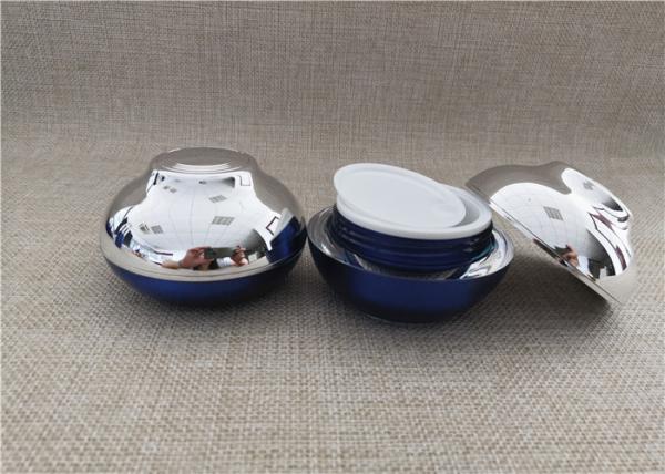 Durable Clear Acrylic Storage Jars Royal Blue Color For Facial Cream