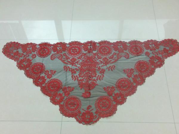 Red Ivory  veil lace mantilla Catholic church chapel headcovering Mass