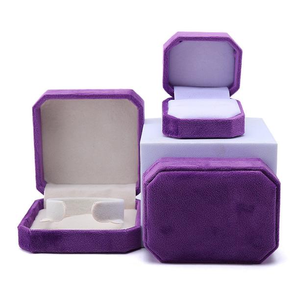 elegant handmade Purple Octagonal Velvet Jewelry Box for Necklace Earrings Bracelet Ring