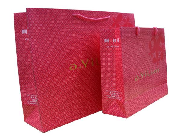 OEM Recyclable Ayilian Pink 210g Artpaper Shopping Bag, Paper Carrier Bags Promotional