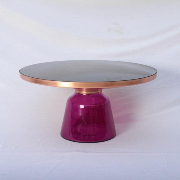 Luxury Living Room Furniture Gold Brass Black Temper Glass Top Bell Side Coffee Table