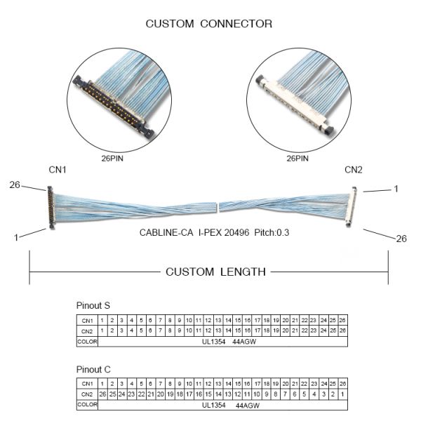 Кабель для LCD-дисплеев серии 20496 20496-026T-40  26P микрокоаксиальный кабель