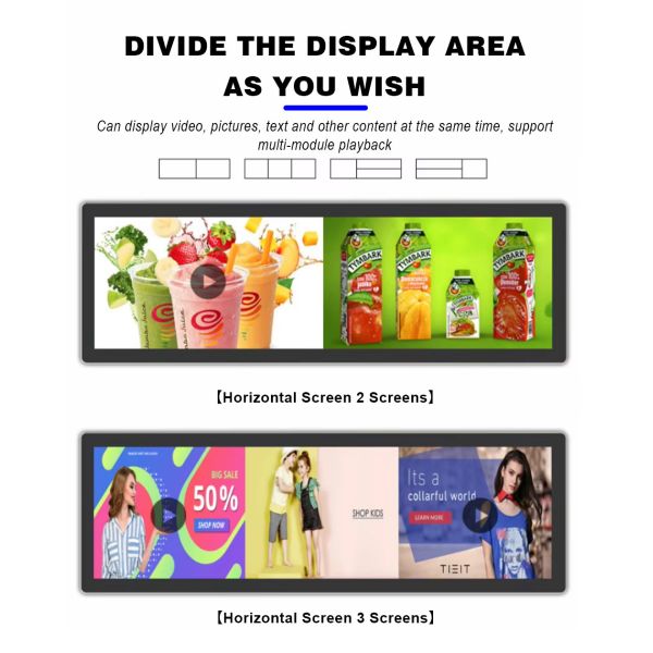 38 Inch Ultra Wide LCD Bar Display with 4K Ultra HD Resolution and Cloud-Based CMS Integration for Retail Store Digital Signage