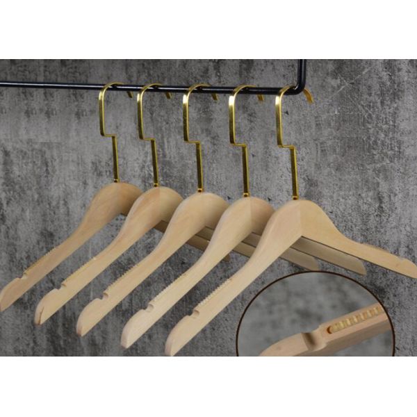Customized Luxury Wooden Garment Hangers , Heavy Duty Flat Wooden Hangers