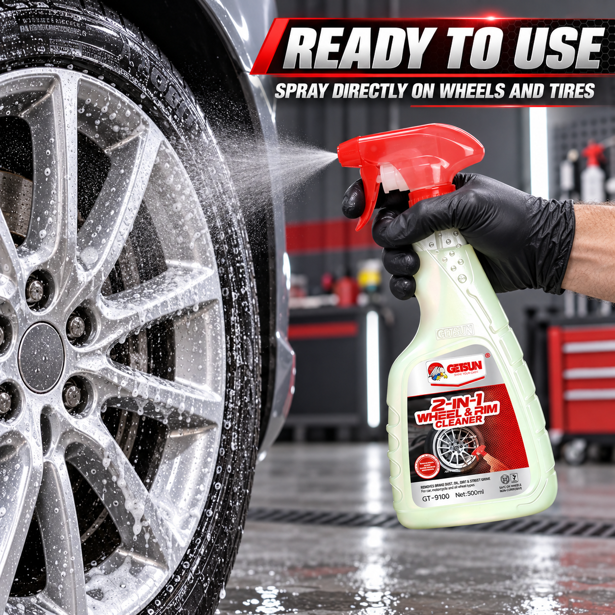 GETSUN GT-9100 2-in-1 Wheel & Rim Cleaner Spray 500ml