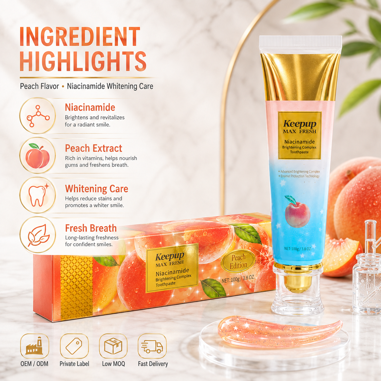New Niacinamide Teeth Whitening Toothpaste Super Cleaning Cavity Removal Fluoride Free Whitening Toothpaste