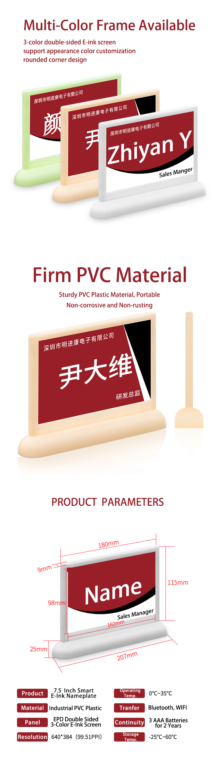 Smart Table Card with Tape Key Key E Ink System for Indoor Paperless Conference Seminar Summit Meeting for OEM & SDK App