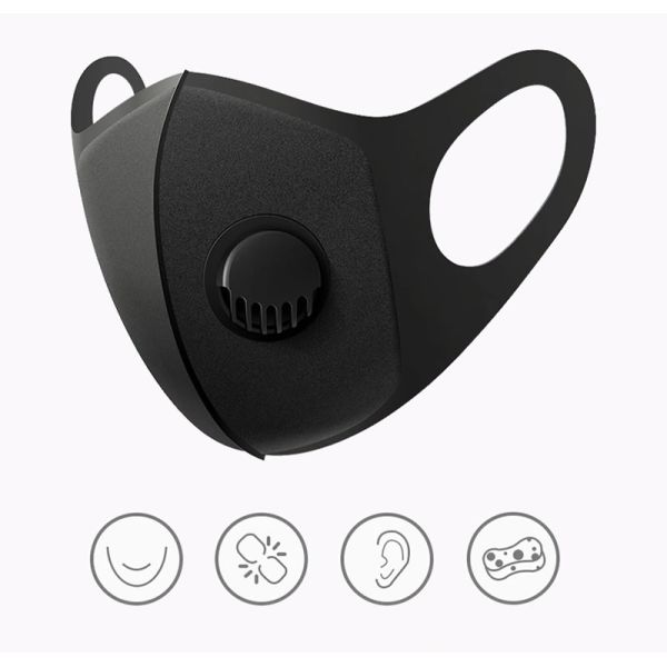 Fashion Black Valved Dust Mask  Anti Fog Medical Respirator Mask 170*140mm