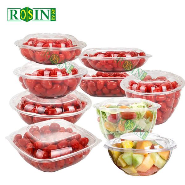 Transparent PET Plastic Fruit Packaging Disposable Salad Bowl With Lid