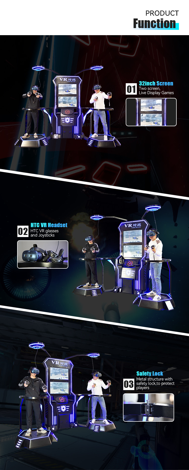 Игроки стекла 2 космоса имитатора HTC игры полета движения платформы сражения Vr полные