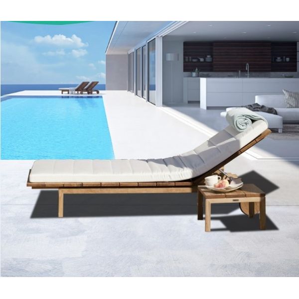 Customized Luxury Pool Teak Wood Lounge Chair With Wheels Lesiure Bed