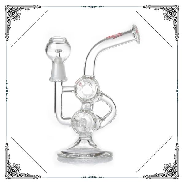Oil Dab Rigs Recycler Bongs Mini Double Barrels Glass Smoking Water Pipes