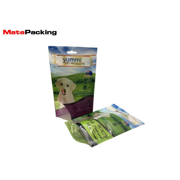 Stand Up Transparent Bottom Pet Supply Bag , Plastic Dog Treat Bags With Hole Handle / Window