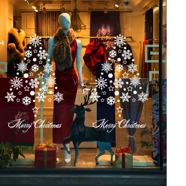 Self Adhesive Christmas Snowflake Stickers , Non Toxic Pvc Wall Sticker Easy To Operate