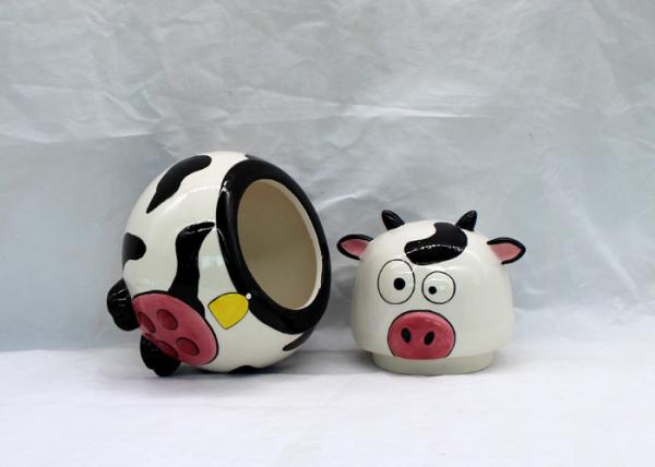 Unique  Animal Ceramic Kitchen Jars , Dolomite Calf Ceramic Pig Canisters With Music Head