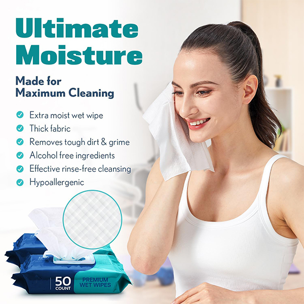 China Supplier 50pcs XXL Elderly Body Cleansing Adult Wipes