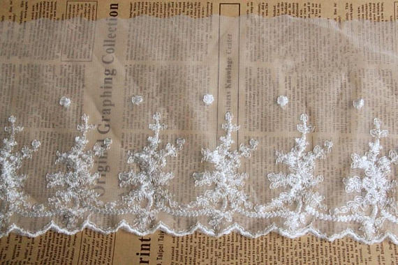 Ткань шнурка белой флористической сетки нейлона Венисе белая Бридал для Дрессмакинг