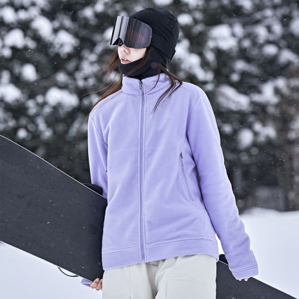 Unisex Polar Fleece Zip Up Mid Layer Jacket for Ski Outdoor