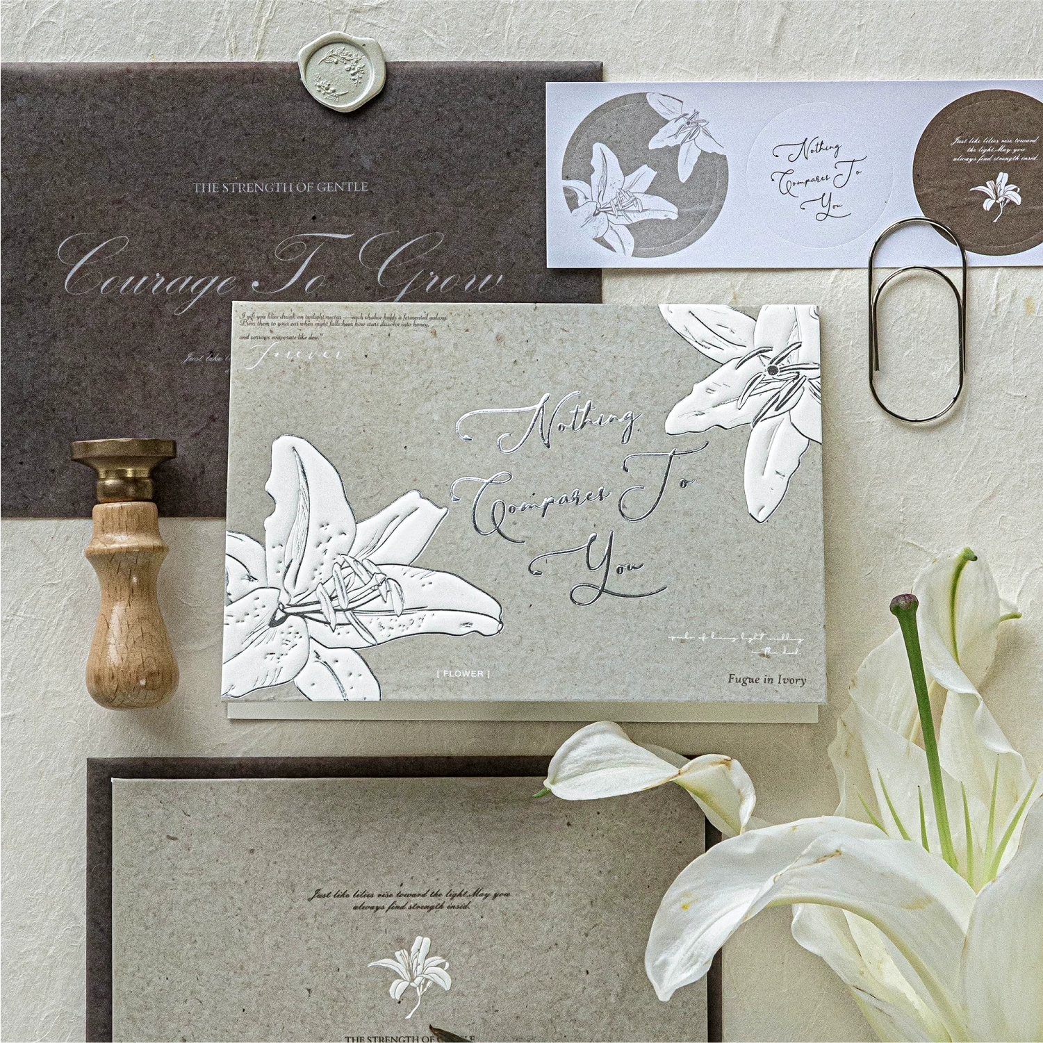 Embossed Botanical Greeting Cards With Matching Envelopes And Sticker Seals
