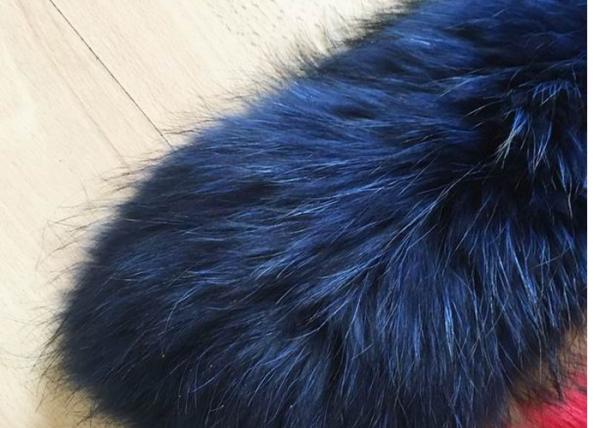 Raccoon fur collar 100% Real Raccoon Fur Collar Large Blue Coat Trim Accessories