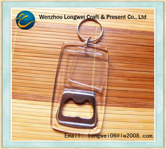 DIY Photo Insert Acrylic Bottle Opener , Souvenir Keychain Bottle Opener