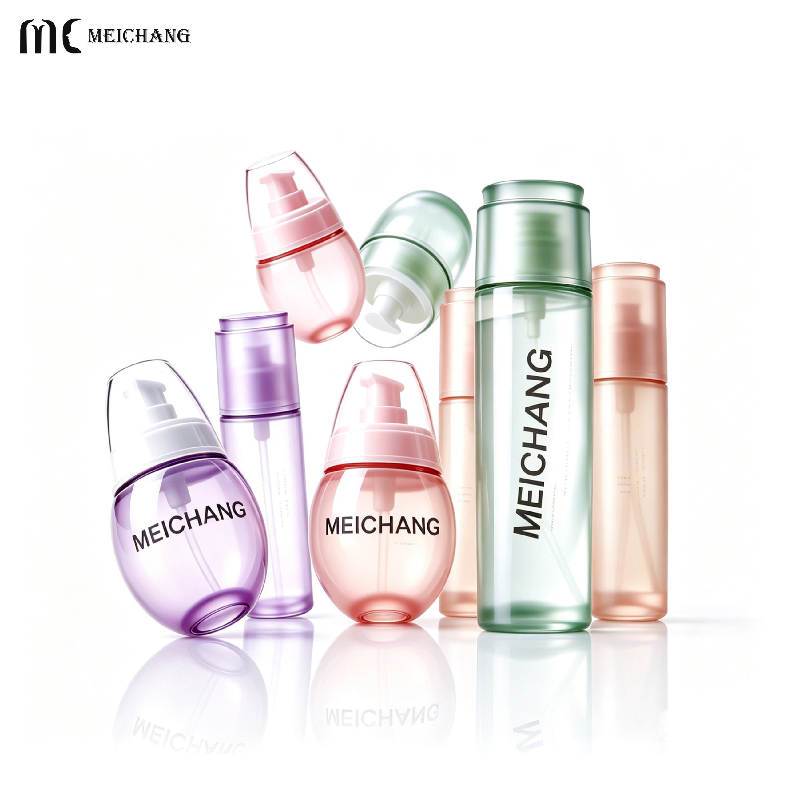 30g/50g/30ml/50ml/90ml/110ml Premium Glass Skincare Packaging Set with Creative Caps Multi-Size Glass Bottles & Cream Jars(MC-326)