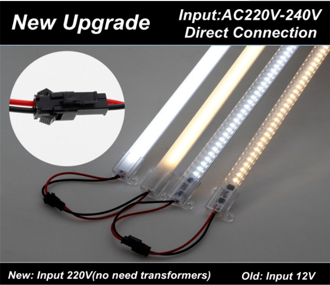 AC 220V 28W Solid LED Light Strip 144 LEDS Double Row Double Color