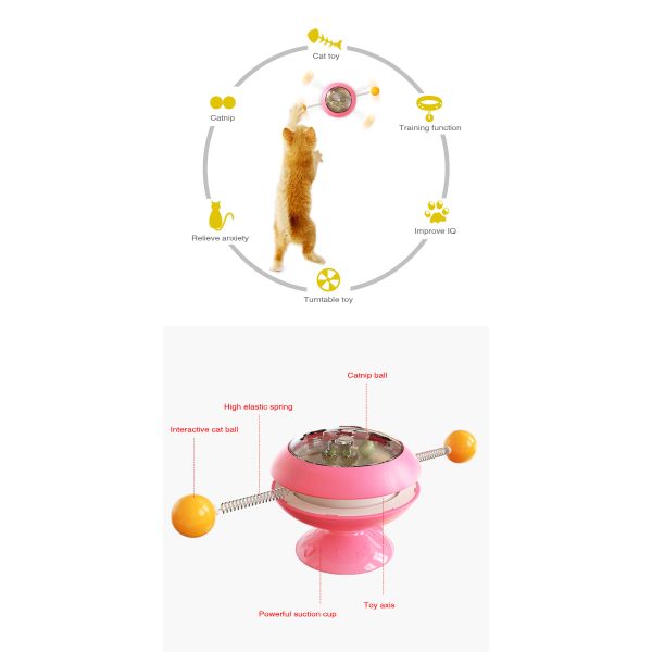 Multifunction Windmill Interactive Cat Toy Turntable Massage Scratching ODM ABS 178g