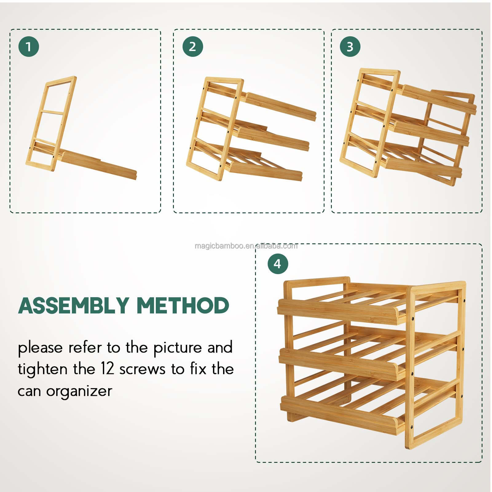 Пищевые продукты 3 уровень Складируемая бамбуковая банка держатель хранилища Организатор с устойчивой наклейкой на этикетке