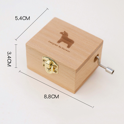 Christmas Holiday Wooden Jewelry Music Box with Silk-Screen Printing and Burned Design
