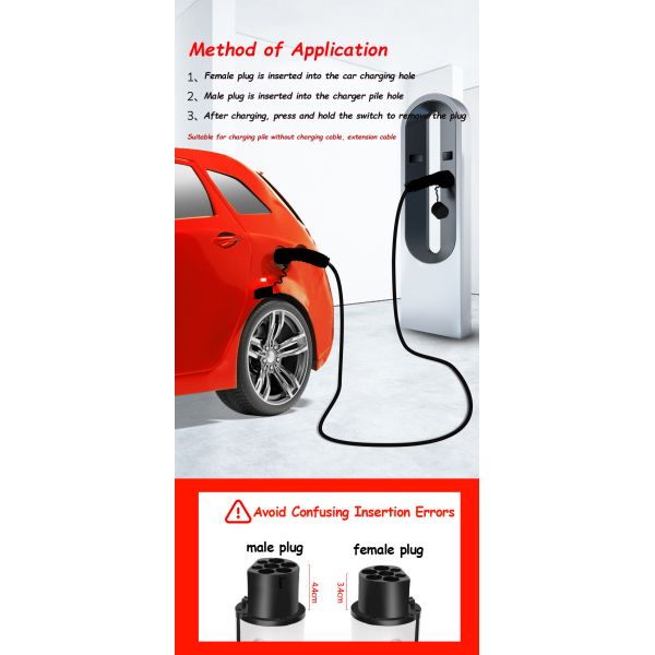 3 Phase 32A Portable Electric Car Charger Cable Extension Cable Dual Head for Type 2 Convenient and Portable at Workerbee